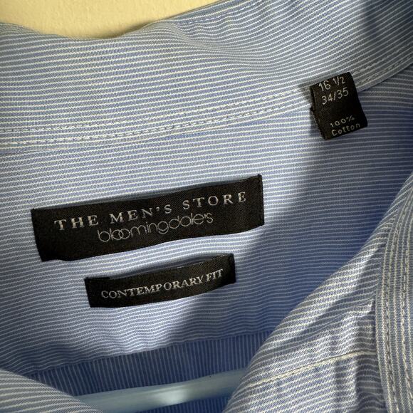 Bloomingdales Stretch Contemporary Fit Button Up Shirt US Mens 16.5/34/35 - Picture 3 of 5